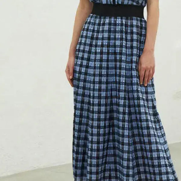 [BUNJANG] Egoist Check Pattern Button Detail Long Dress / 에고이스트 단추 포인트 체크 롱 원피스