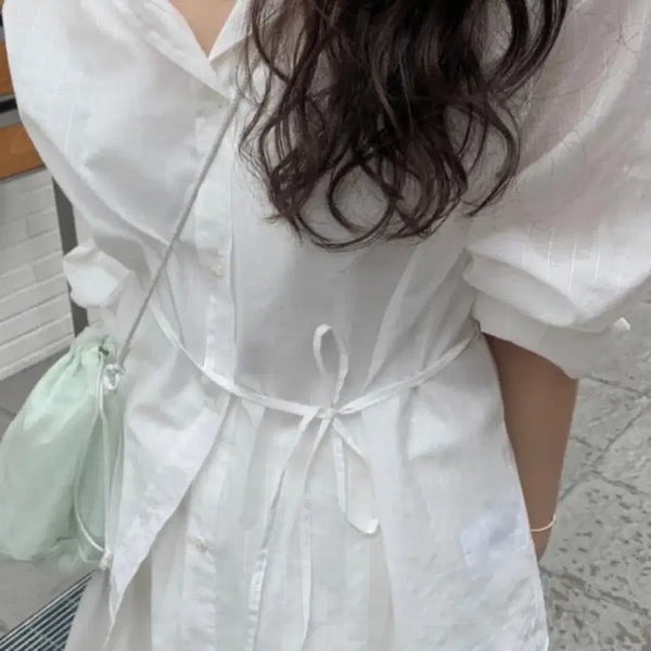[BUNJANG] Tannat Exclusive Sheer Shirt & Scrunchie & Bag Set / 타낫 tannat 익스클루시브 시어 셔츠&스크런치&가방 세트