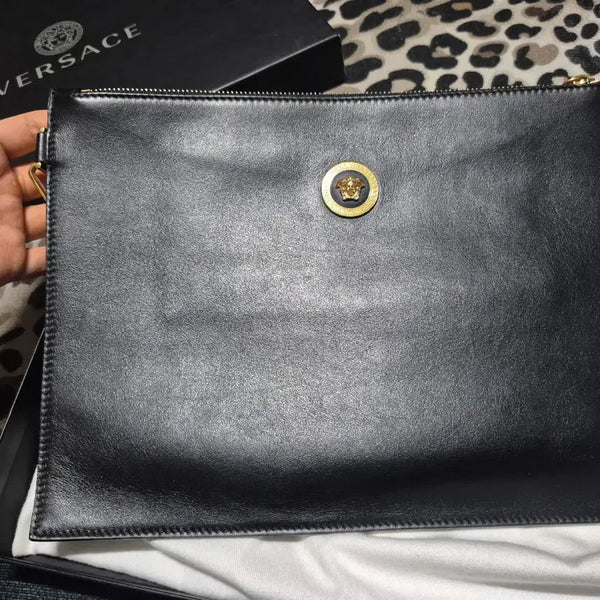 [BUNJANG] Versace Medusa Black Leather Clutch Bag / 베르사체 메두사 블랙 레더 클러치 백 새상품