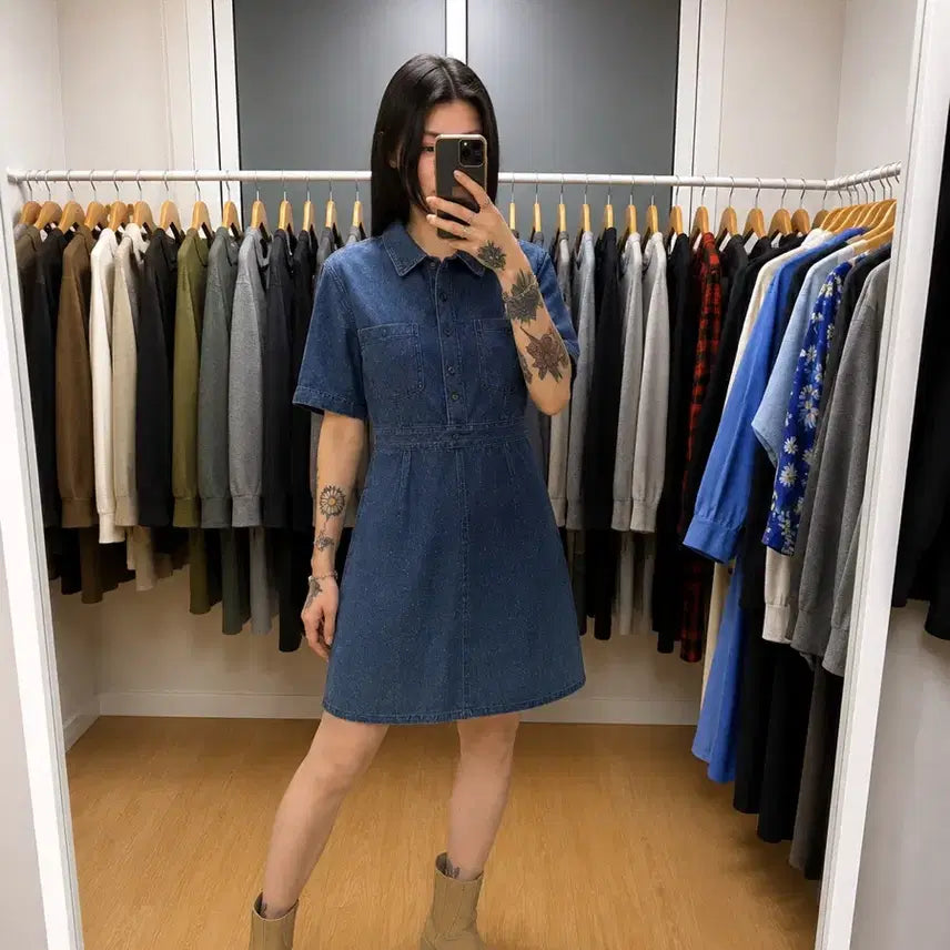 [BUNJANG] DEWL Denim Shirt Dress M / 듀엘 데님 셔츠 원피스 M