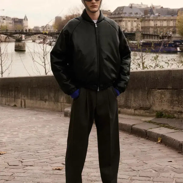 [BUNJANG] Stu Padded Lambskin Bomber Jacket M / Stu 패디드 램스킨 봄버 M 팔거나 L로교환