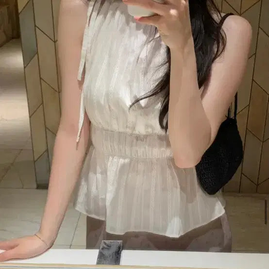 [BUNJANG] Plantshop Coral Blouse - Ivory, Navy / 새상품) 플랜트샵 coral blouse 코랄 블라우스 아이보리 네이비