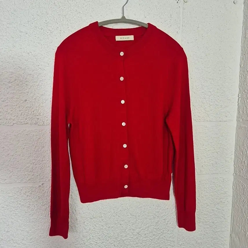 [BUNJANG] Siyaju 100% Wool Cardigan Red / 시야쥬 울100%가디건 레드