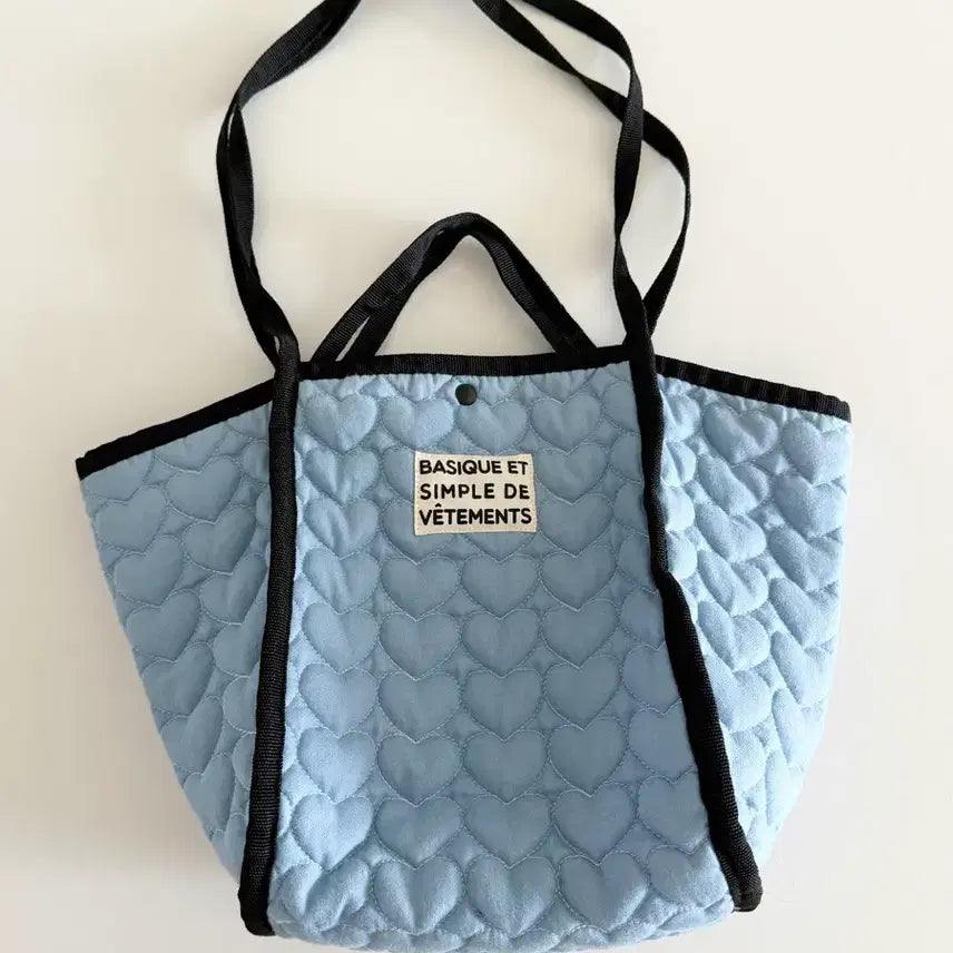 [BUNJANG] Heart Quilted Eco Bag Shoulder Tote Bag / 하트누빔 에코백 숄더백 토트백 여름 가방 퀄팅 데일리백 여자 여성 블루 비치백