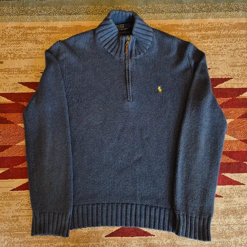 [BUNJANG] Polo Ralph Lauren Yellow Pony Half-Zip Knit Sweatshirt / 폴로 랄프로렌 옐로우포니 반집업 하프집업 니트집업 L(100)