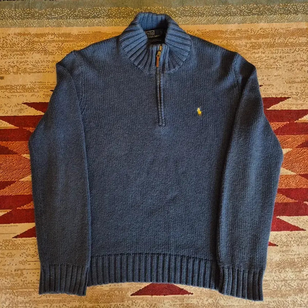 [BUNJANG] Polo Ralph Lauren Yellow Pony Half-Zip Knit Sweatshirt / 폴로 랄프로렌 옐로우포니 반집업 하프집업 니트집업 L(100)