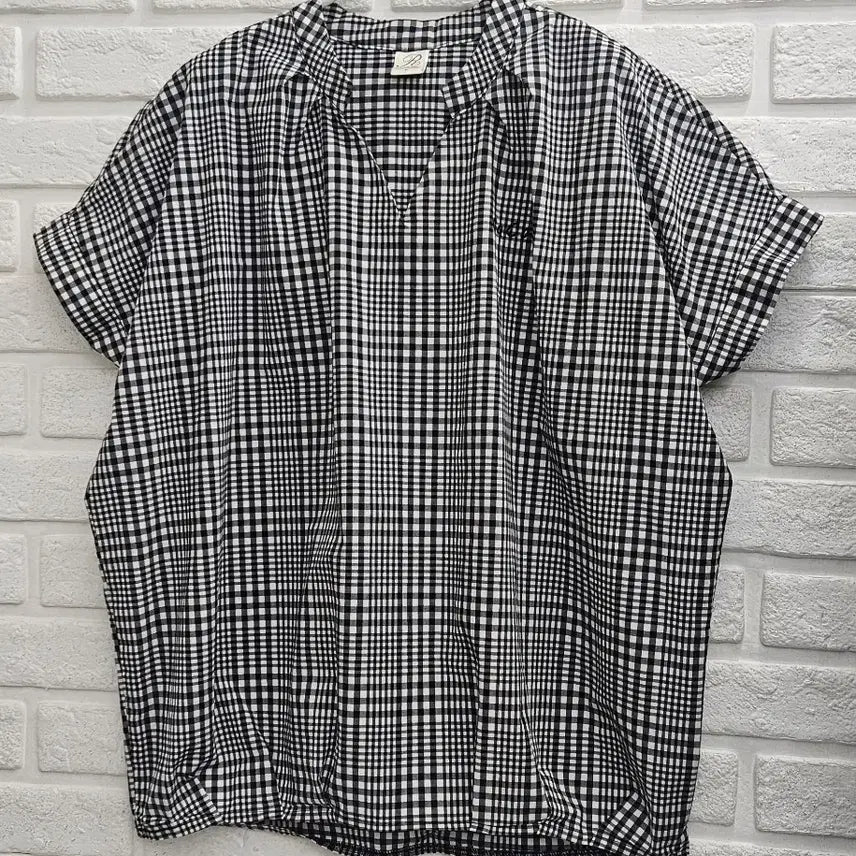 [BUNJANG] Check Pattern Short-Sleeve Blouse / A4922  체크 반팔 티 블라우스