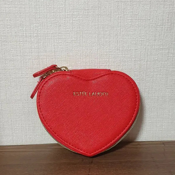 [BUNJANG] Estée Lauder Heart Pouch Red Mini Card Holder / * 에스티로더 하트 파우치 레드 미니 심플 카드지갑