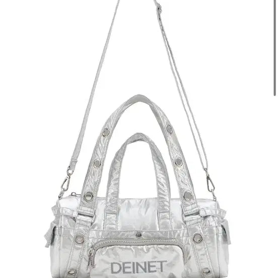 [BUNJANG] Dainnit Eyelet Glossy Mini Duffle Bag Silver / 다이닛 미니 더플백  실버