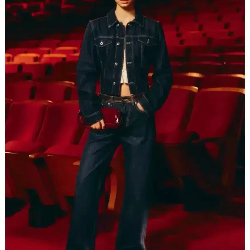 [BUNJANG] Zara Denim Leather Pants Jacket Set / 자라 데님 레더 팬츠 자켓 셋업