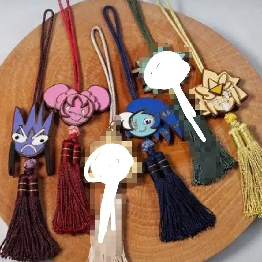 [BUNJANG] Cookierun Kingdom Wooden Charms Set - Shadow Milk, Golden Cheese, Holly Berry, Dark Cacao / 쿠키런 킹덤 목각노리개 쉐도우밀크, 골드치즈, 홀리베리, 다크카카오