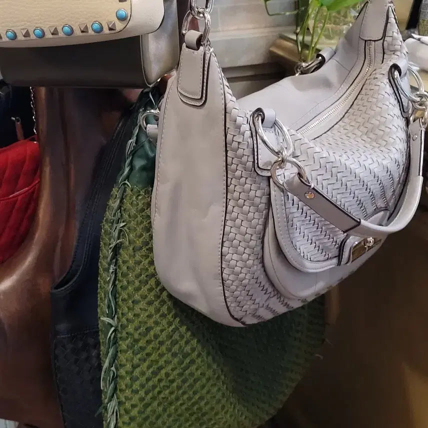 [BUNJANG] COACH Grey Woven Shoulder Bag / 코치 그레이 위빙 숄더백