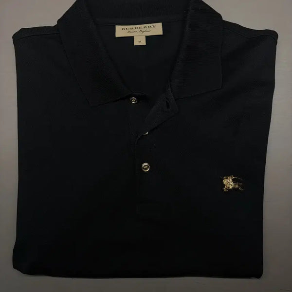[BUNJANG] Burberry Gold Logo Black Polo T-Shirt / {정품} 버버리 골드로고 블랙 카라티 반팔