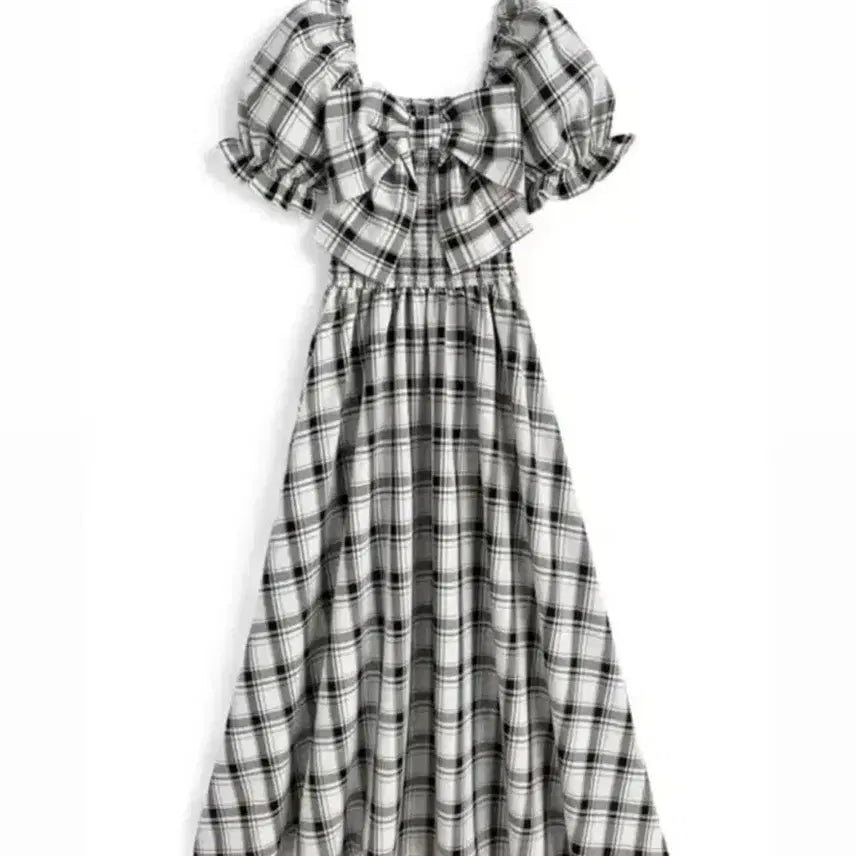 [BUNJANG] GRL Check Ribbon Long Dress / GRL 그레일 체크 리본 롱원피스