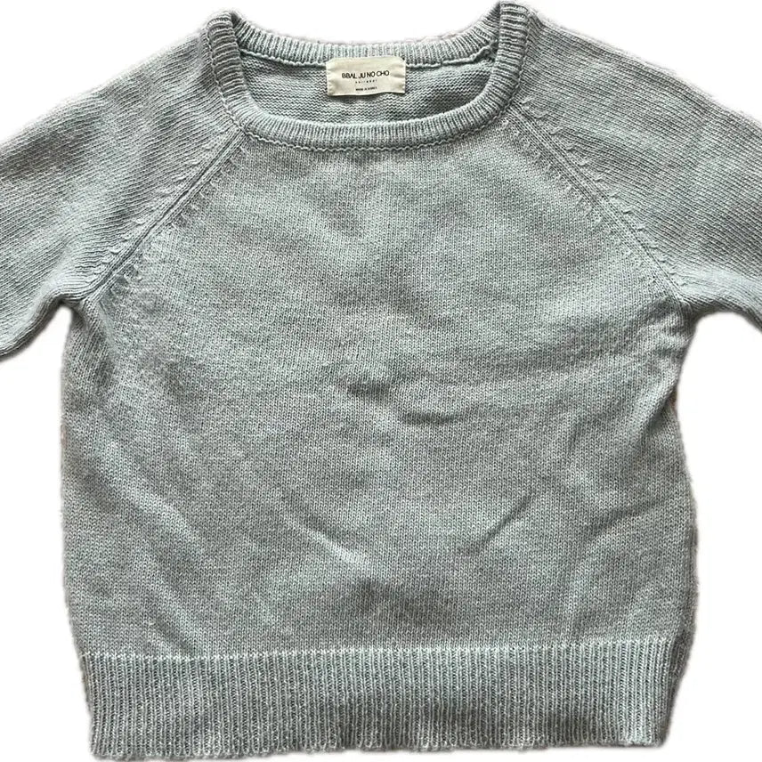 [BUNJANG] Light Blue Knit Short Sleeve Top / 니트 반팔 상의 하늘색