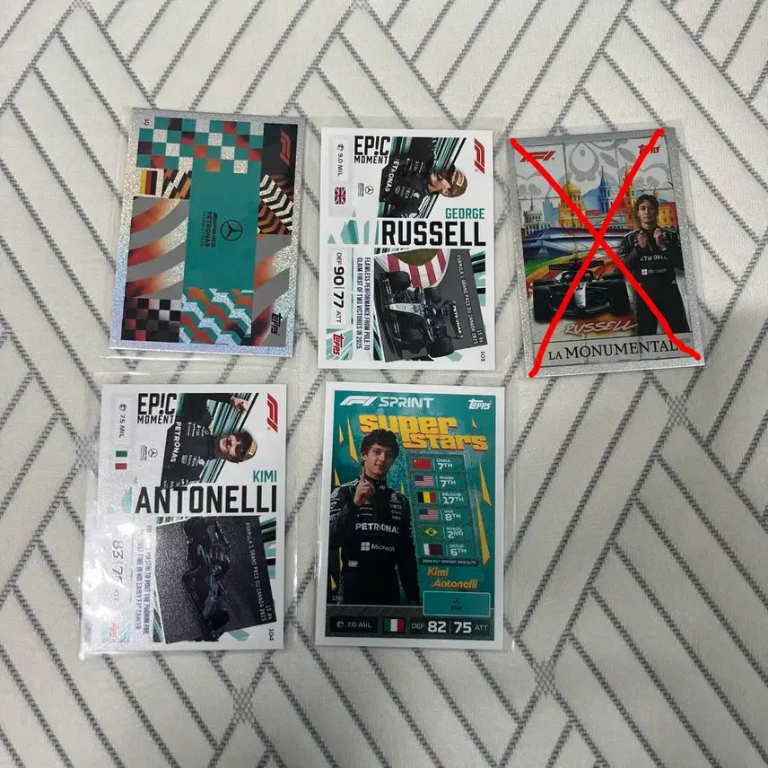 [BUNJANG] Mercedes Kimi Antonelli George Russell 26 F1 Topps Turbo Attax Sports Cards / (가격 인하) 메르세데스 키미 안토넬리 조지 러셀 26 F1 탑스 터보 어택스 스포츠 카드 Topps turbo attax Sports cards