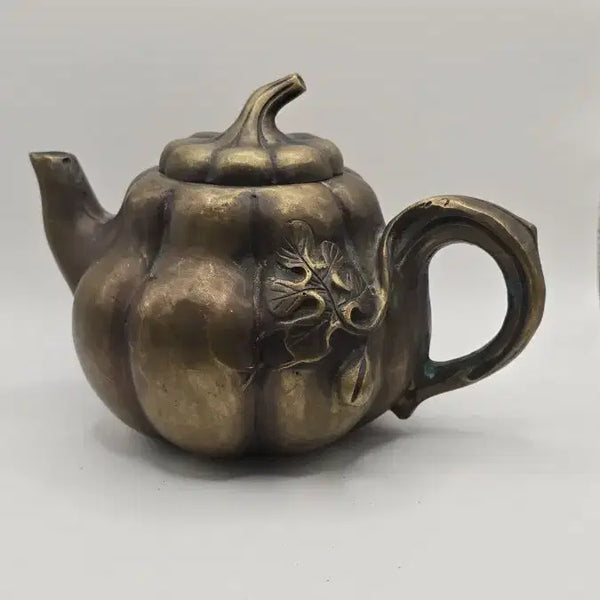 [BUNJANG] Antique Brass Pumpkin-Shaped Teapot / 골동품 동 호박형 차주전자