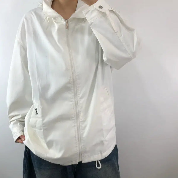 [BUNJANG] Saint Laurent White Windbreaker Jacket / [마지막가격] YSL 생로랑 화이트 윈드브레이커 자켓