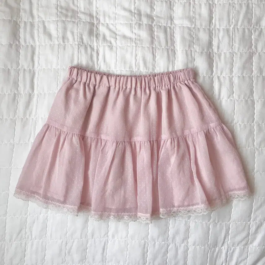 [BUNJANG] Lizlisa Pink Dot Lace Skirt / 리즈리사 히메갸루 라떼갸루 로걀 핑크 도트 스커트 큐롯 치마 갸루