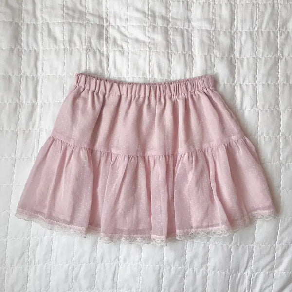 [BUNJANG] Lizlisa Pink Dot Lace Skirt / 리즈리사 히메갸루 라떼갸루 로걀 핑크 도트 스커트 큐롯 치마 갸루