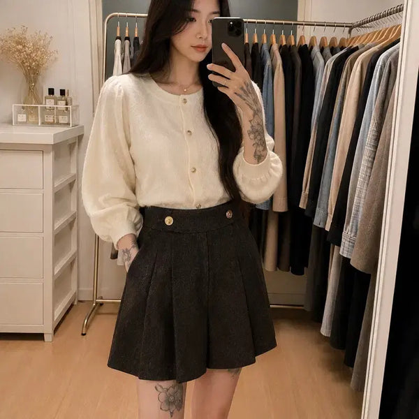 [BUNJANG] DEWL Pleated Skirt Pants Brown S / 듀엘 DEWL플리츠 치마바지