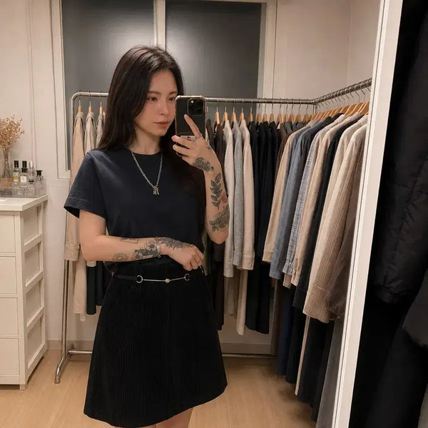 [BUNJANG] DEWL Black Chain Detail Mini Skirt / 듀엘 DEWL 블랙 체인 미니스커트