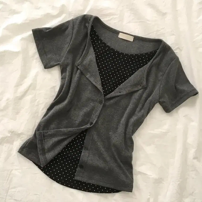 [BUNJANG] Mori Girl Polka Dot Short Sleeve Cardigan / 모리걸 도트 가디건 반팔
