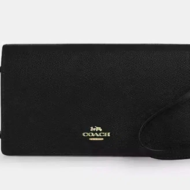 [BUNJANG] Coach Anna Foldover Black Leather Crossbody Bag (Mini) / 코치 안나 폴드오버 블랙 크로스백 (미니)