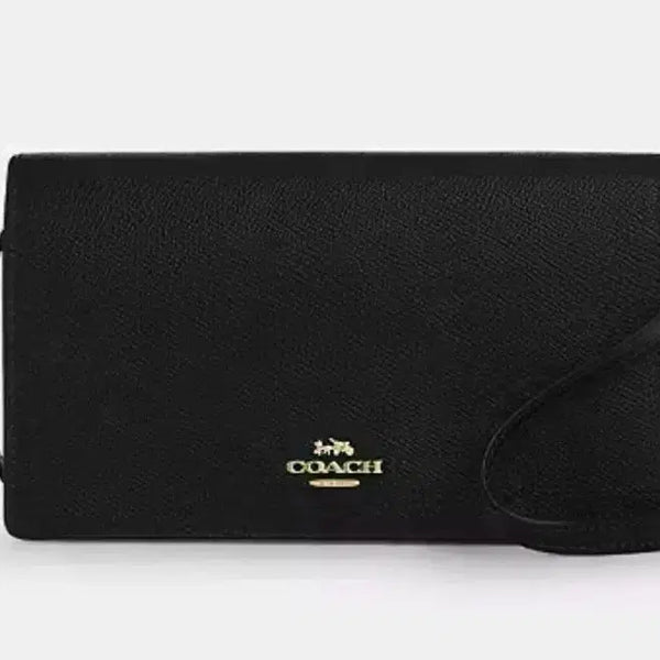 [BUNJANG] Coach Anna Foldover Black Leather Crossbody Bag (Mini) / 코치 안나 폴드오버 블랙 크로스백 (미니)
