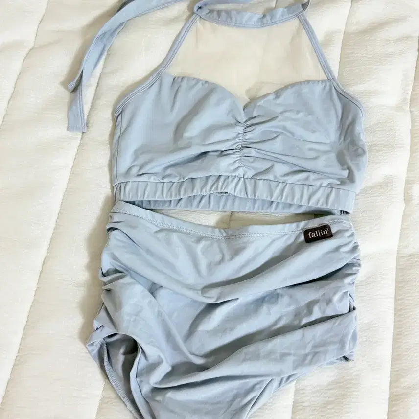 [BUNJANG] Fallin' Sky Blue Shirring Pole Dance Set S / Fallin' 하늘색 셔링 폴웨어 세트 S 폴댄스 폴복 폴프
