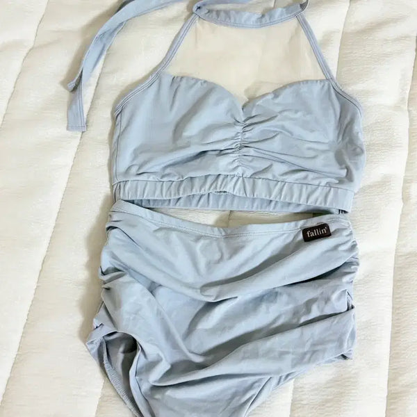 [BUNJANG] Fallin' Sky Blue Shirring Pole Dance Set S / Fallin' 하늘색 셔링 폴웨어 세트 S 폴댄스 폴복 폴프