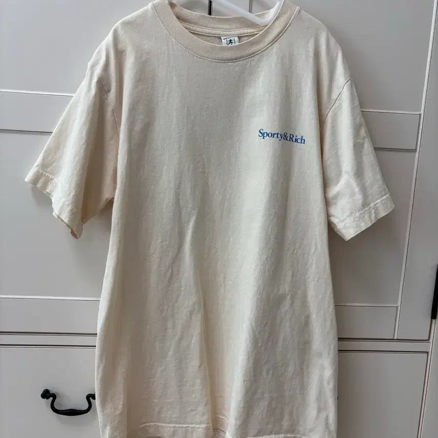 [BUNJANG] Sporty & Rich Short Sleeve T-Shirt Ivory / Sporty & Rich 반팔 티셔츠 아이보리 스포티앤리치 스포츠앤리치