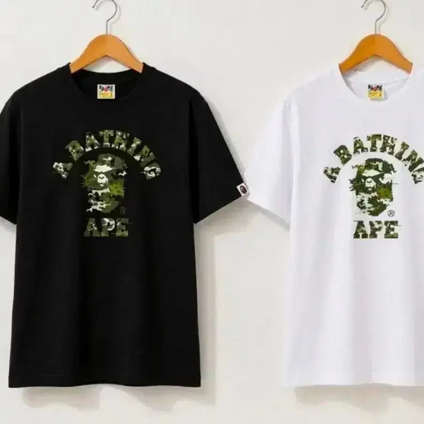 [BUNJANG] BAPE Short Sleeve T-Shirt Black/White / #베이프 반팔티 블랙/화이트