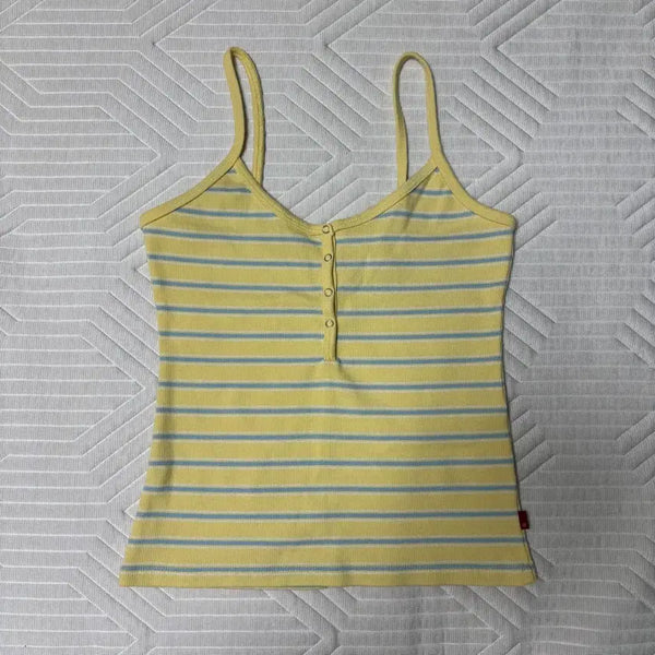 [BUNJANG] Levi's Ribbed Stripe Spaghetti Strap Tank Top / 리바이스 골지 스트라이프 나시 슬리브리스