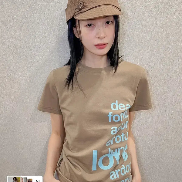 [BUNJANG] Ophish Lettering T-Shirt Brown Mint / 오피쉬 레터링 티셔츠 브라운 민트