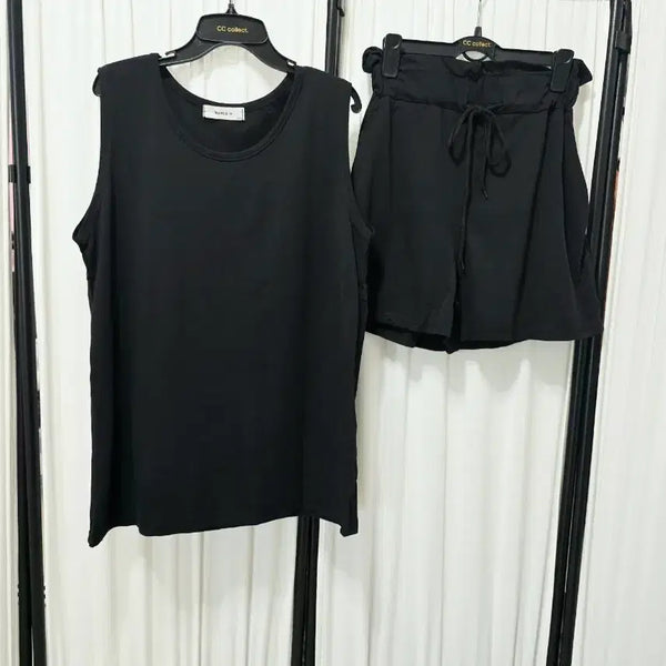 [BUNJANG] Black Sleeveless Top and Pants Two-Piece Set / 블랙 민소매 바지 투피스 세트 셋업 새상품