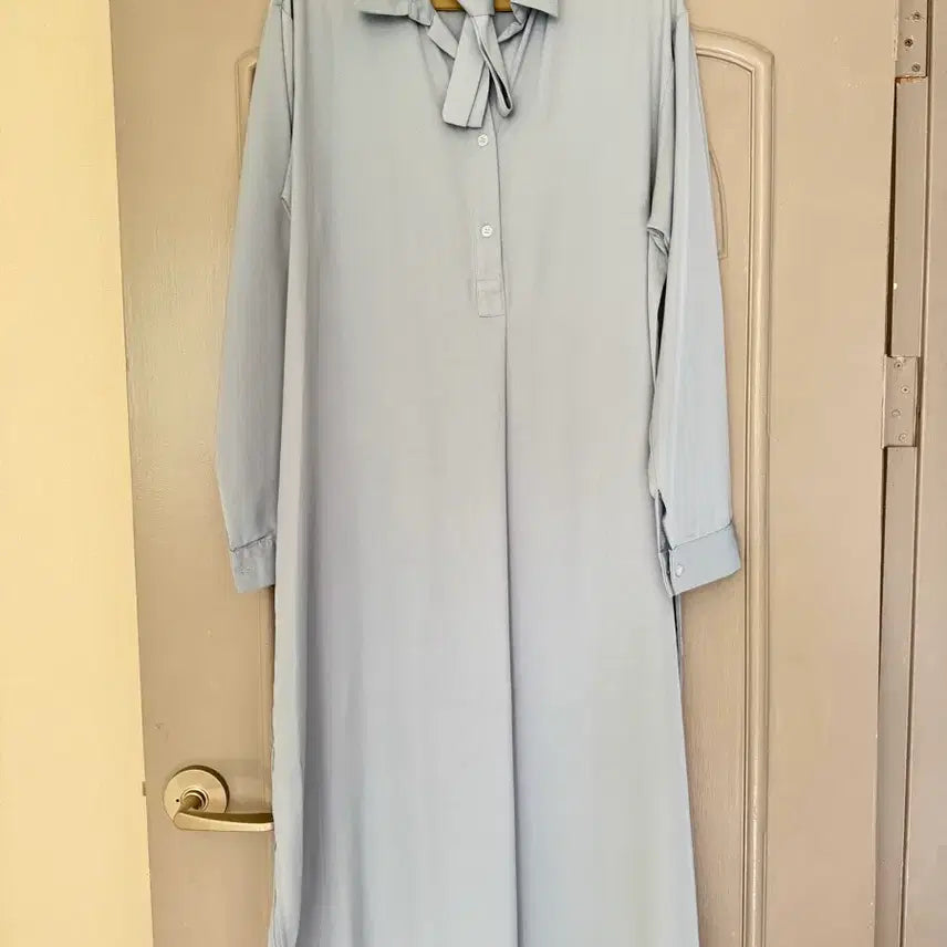 [BUNJANG] Sky Blue Long Shirt Dress / 하늘색 롱 원피스 셔츠