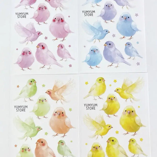 [BUNJANG] YumYum Store Sparrow Paper Stickers (4 Types) / 윰윰스토어 참새 모조지스티커 4종