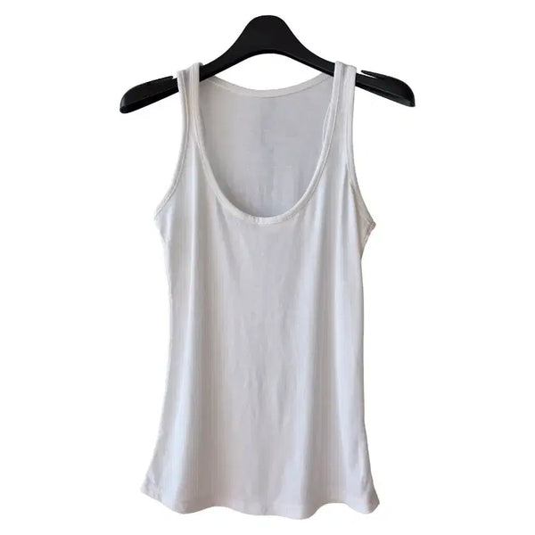 [BUNJANG] White Cotton Sleeveless T-Shirt - New / S/화이트 면 나시 티셔츠/새제품