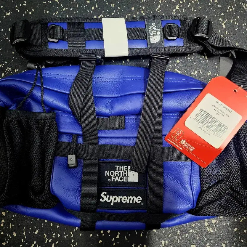 [BUNJANG] Supreme The North Face Leather Mountain Waist Bag Blue 18FW / 슈프림 노스페이스 레더 마운틴 웨이스트백 블루 18FW