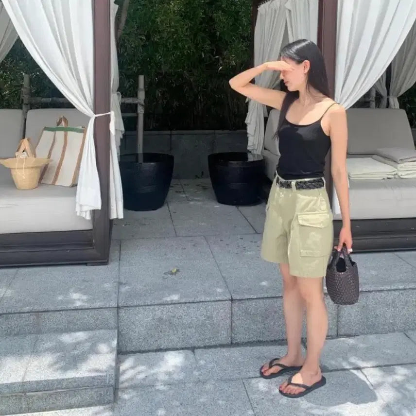 [BUNJANG] Brunch "Veil" Cargo Pants Cotton Pocket Shorts (Khaki, S) / 브런치 br베일 카고 팬츠 코튼 포켓 숏 반바지(카키,S사이즈)