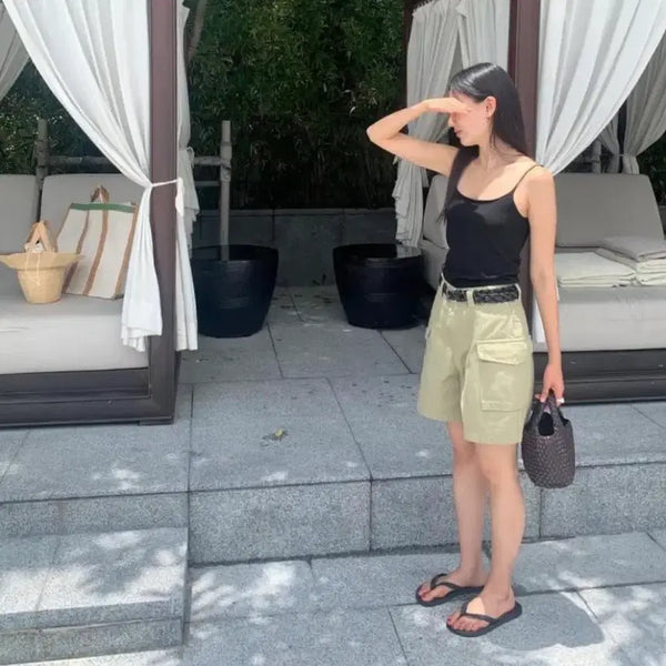 [BUNJANG] Brunch "Veil" Cargo Pants Cotton Pocket Shorts (Khaki, S) / 브런치 br베일 카고 팬츠 코튼 포켓 숏 반바지(카키,S사이즈)