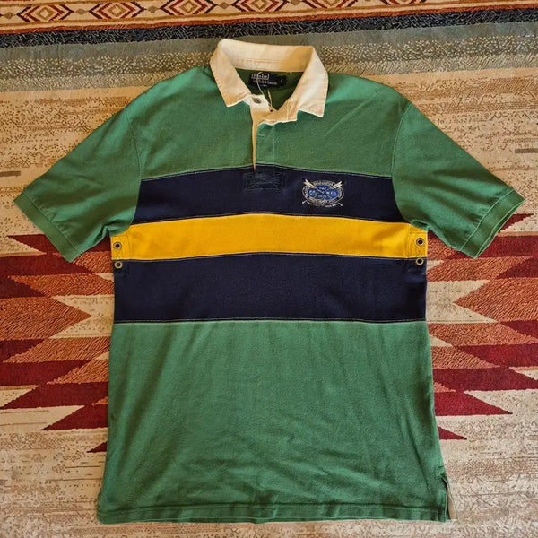 [BUNJANG] Polo Ralph Lauren Colorblock Stripe Rugby T-Shirt L (100) / 폴로 랄프로렌 배색 스트라이프 럭비 카라티 L(100)