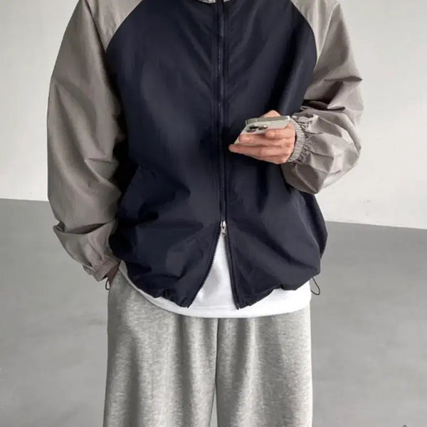 [BUNJANG] Colorblock Hooded Windbreaker Jacket / 바람막이