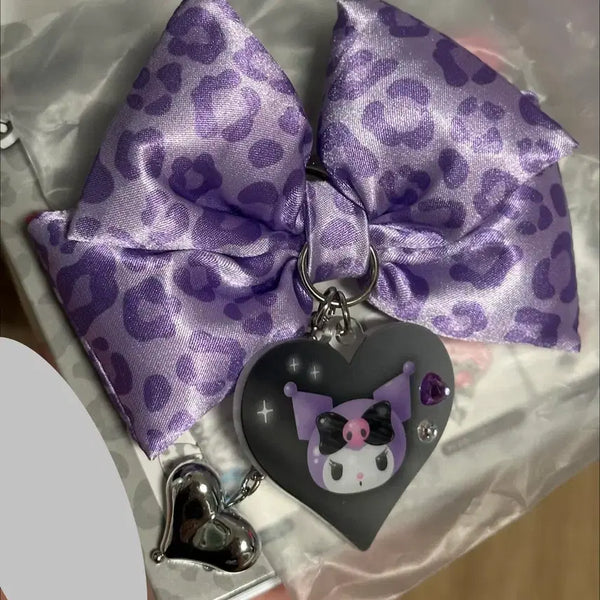 [BUNJANG] Sanrio Monotone Kuromi Gyaru Ribbon Charm / 산리오 모노톤 애니멀 쿠로미 갸루 리본 키링