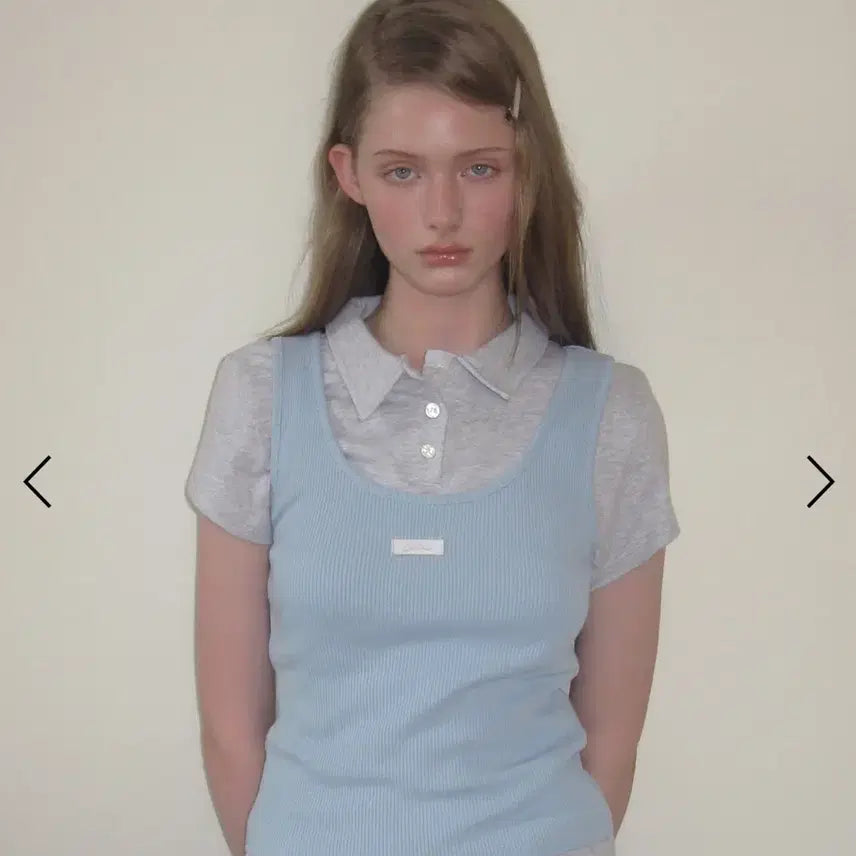 [BUNJANG] Letters From Moon PK Collar Shirt (Melange Gray) / 레터프롬문 Letters Double Layered PK Collar Shirt ( Melange Gray )