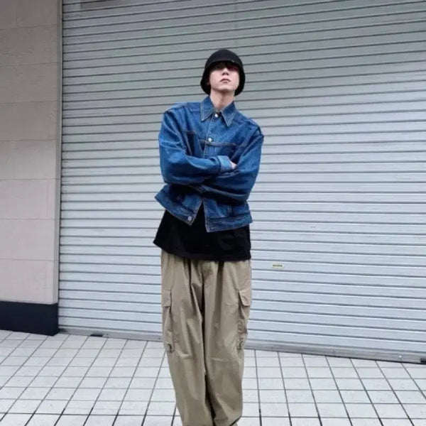 [BUNJANG] Uniqlo U Wide Fit Parachute Cargo Pants Beige / M] 유니클로 U 와이드핏 파라슈트 카고 팬츠 베이지
