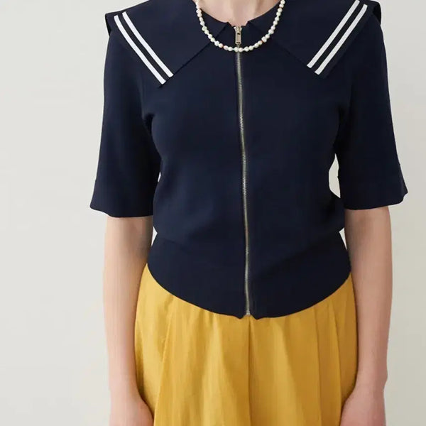 [BUNJANG] Olive des Olive Sailor Knit Zip-Up Cardigan / 올리브데올리브 세일러 니트 집업 가디건
