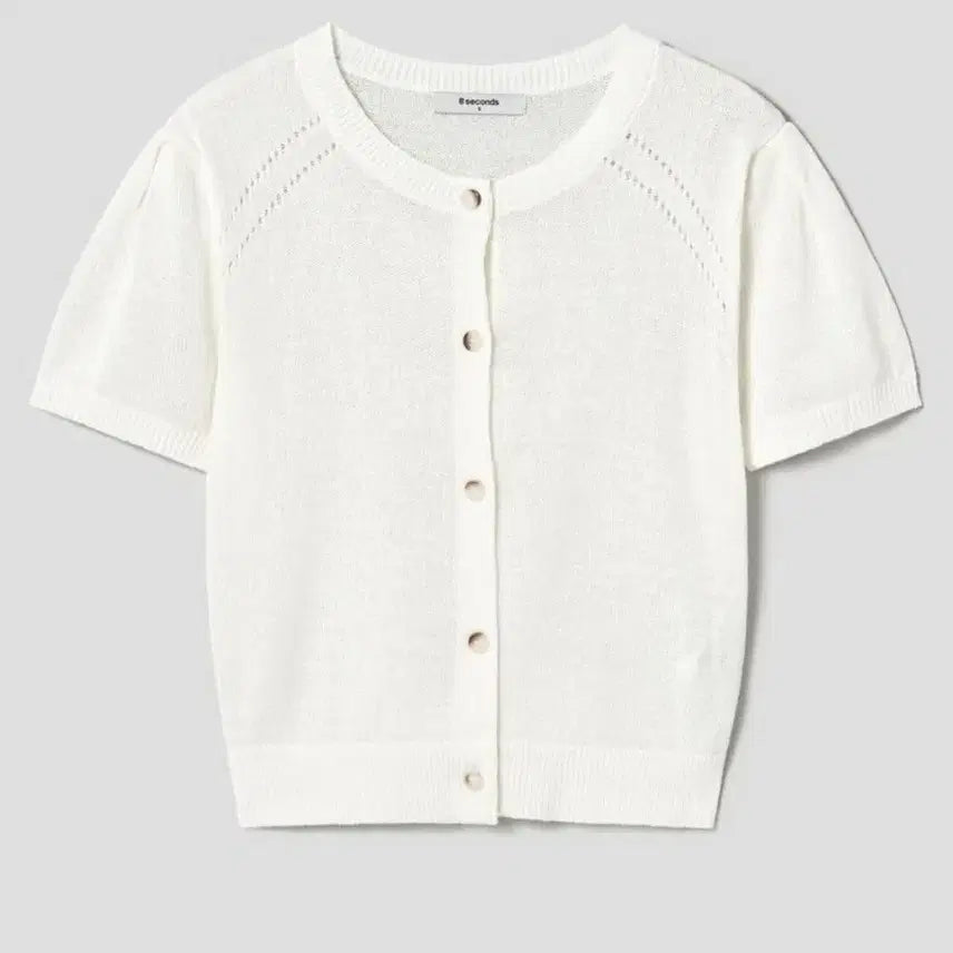 [BUNJANG] 8 Seconds Ivory Short Sleeve Knit Cardigan S / 에잇세컨즈  아이보리 반팔 니트 가디건 S