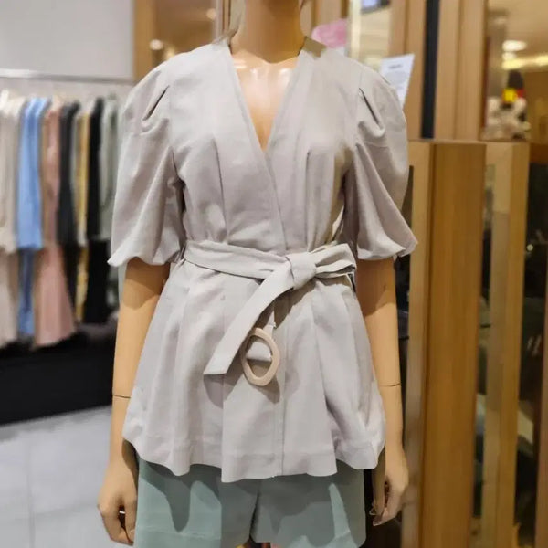[BUNJANG] EGOIST No Collar Volume Sleeve Jacket (Beige) / 에고이스트 노카라 볼륨 소매 자켓 (베이지 컬러)